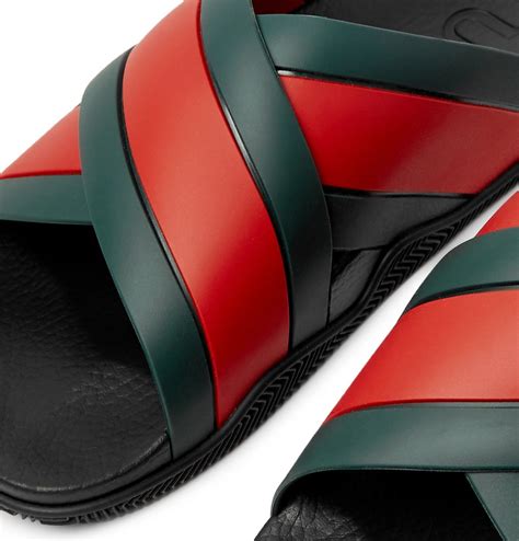 gucci stripe rubber slide sandal|More.